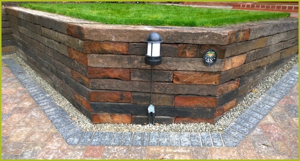Reclaimed Hardwood Sleeper Retaining Wall Installed By Advanscape